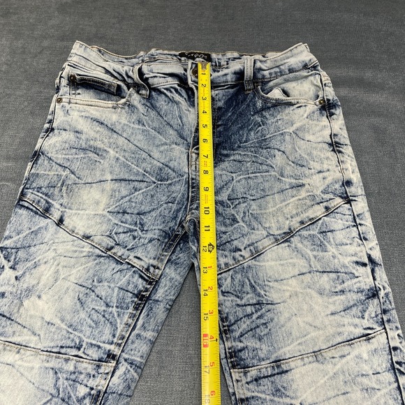 WT02 Jeans Mens 36/30 Blue Denim Cotton Stretch Mid Rise Stacked Straight Leg - Picture 6 of 15